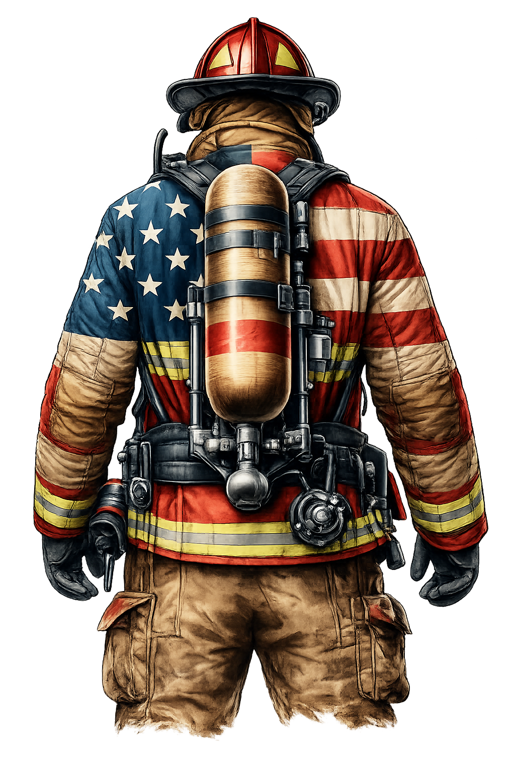 Fireman Full Gear From Back T-shirt