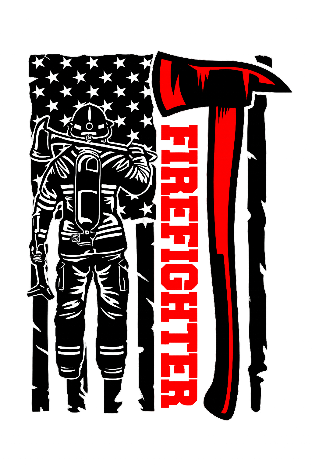 Firefighter Flag Ax T-shirt